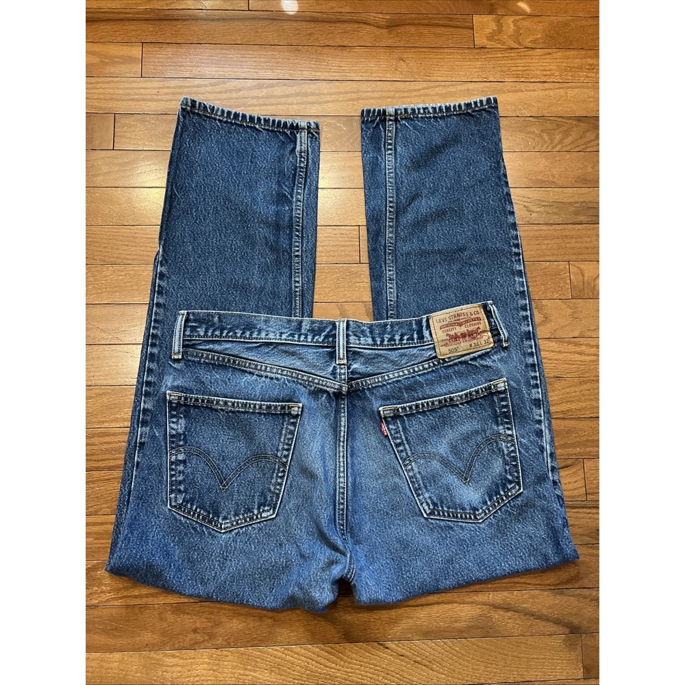 Levi's 505 Men's 36x32 Straight Fit Jeans Blue Denim 100% Cotton Regular